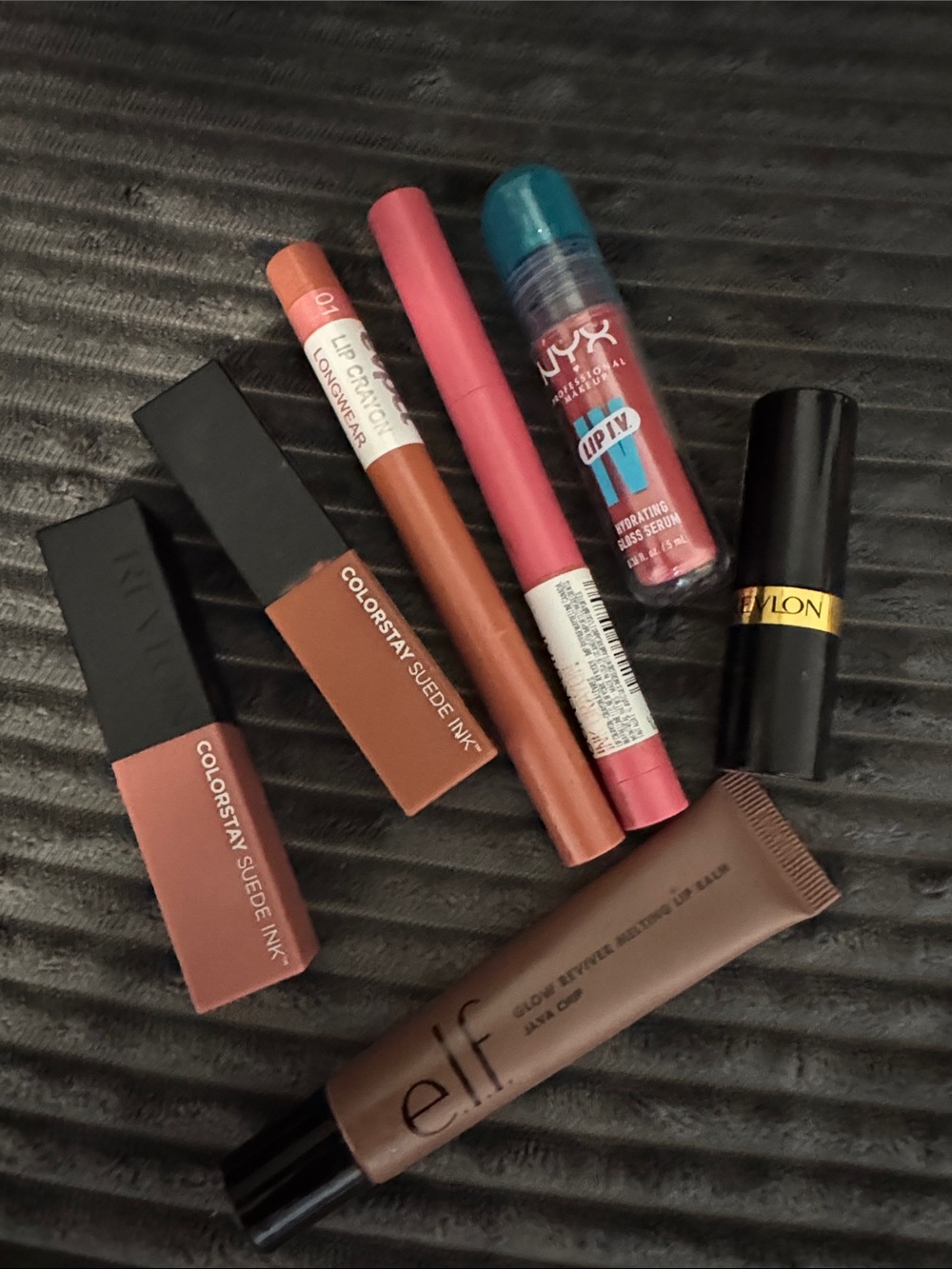 Revlon Assorted Lipstick & Lip Stain Set in Pink, Brown, Nude